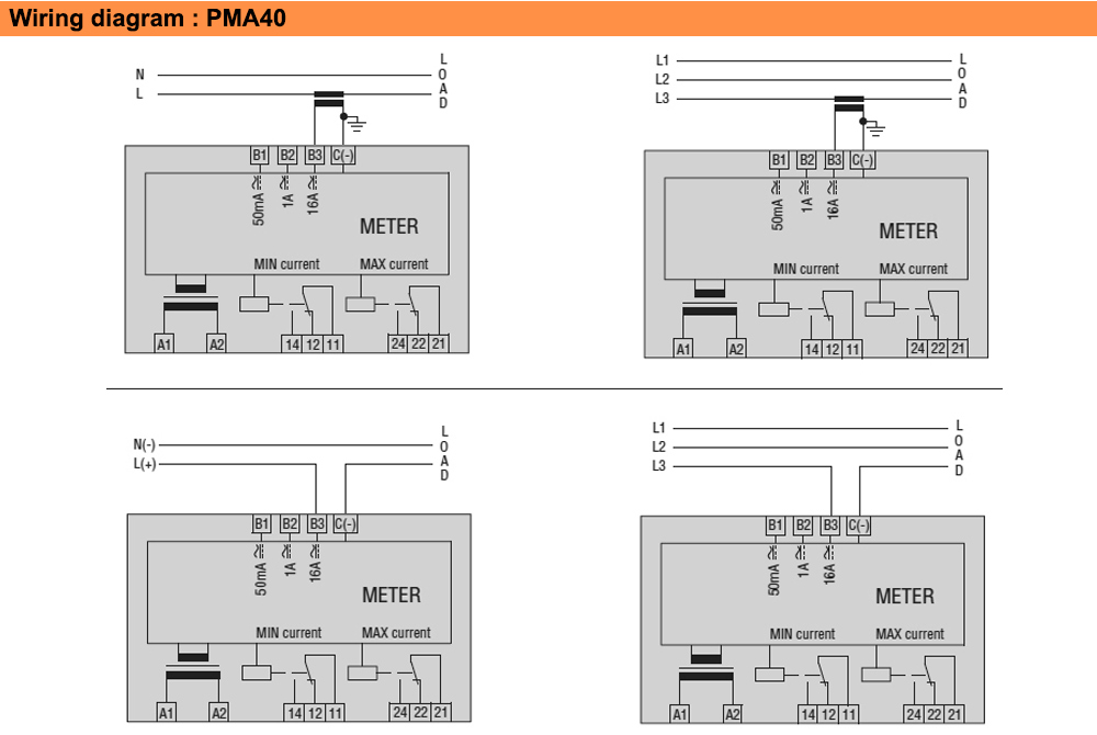 Sơ đồ đấu nối : Lovato relay PMA40240