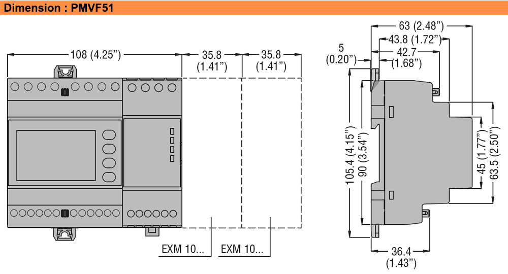 Kích thước : Lovato relay PMVF51