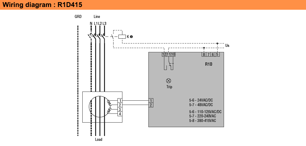 Sơ đồ đấu nối : Lovato relay R1D415