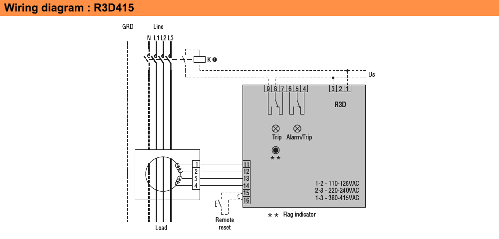 Sơ đồ đấu nối : Lovato relay R3D415