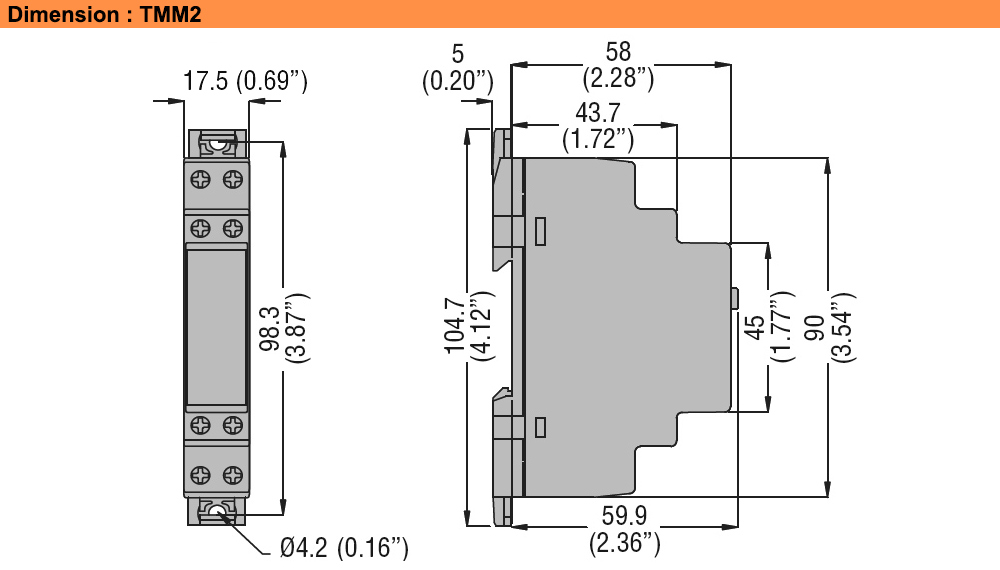 Kích thước : Lovato relay TMM2