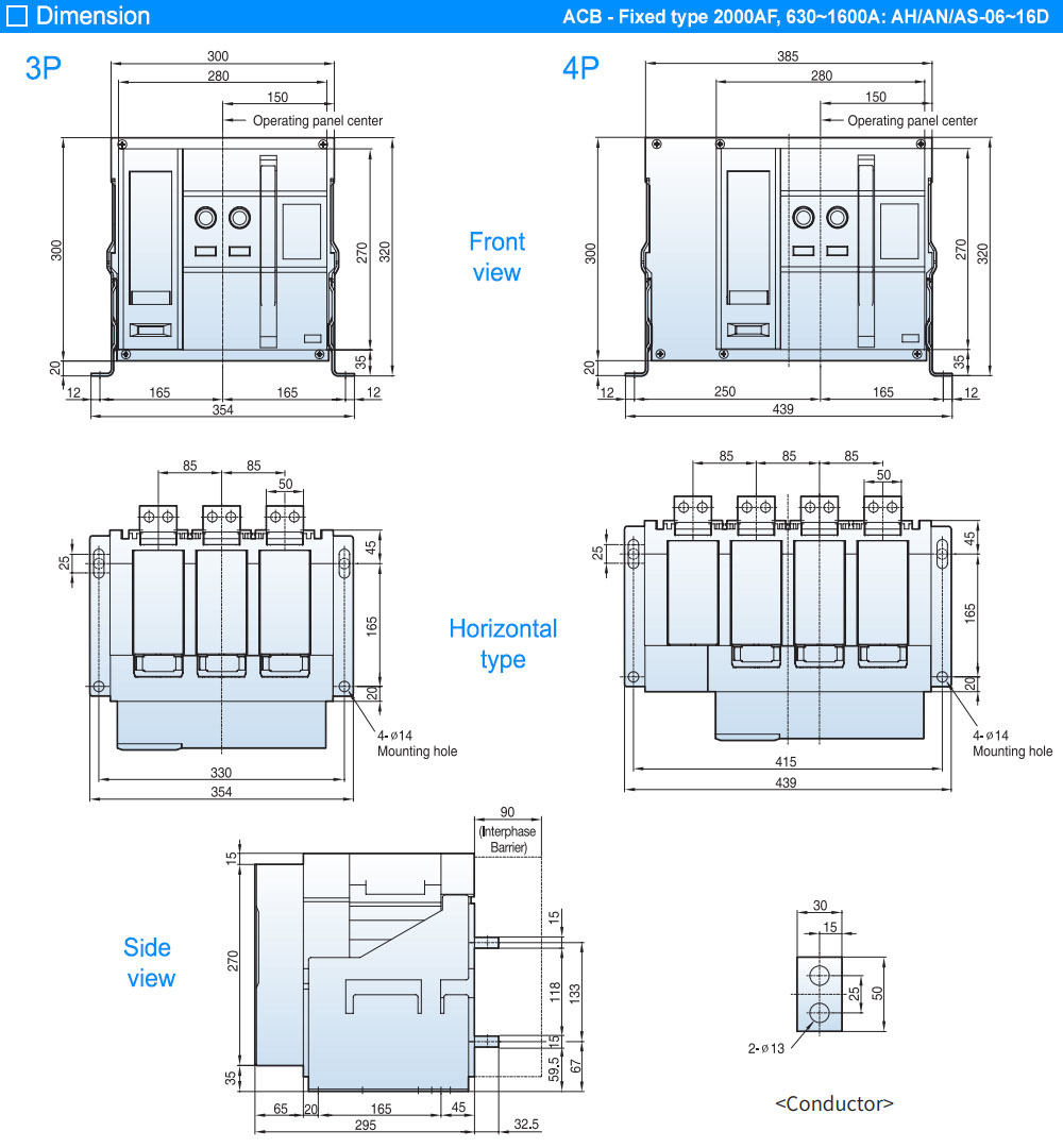 Kích thước: ACB LS AN-10D4-10H AH6