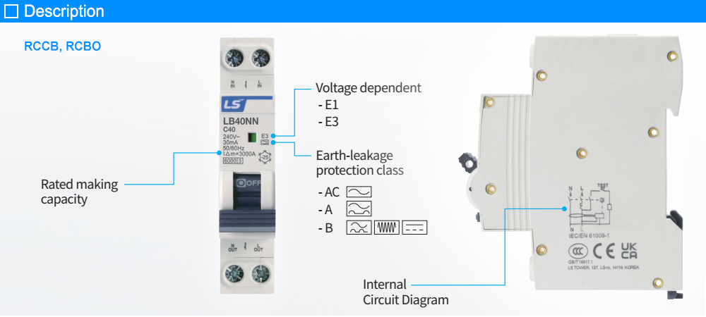 Mô tả bên ngoài RCBO LS LB40NN 1P+N C25