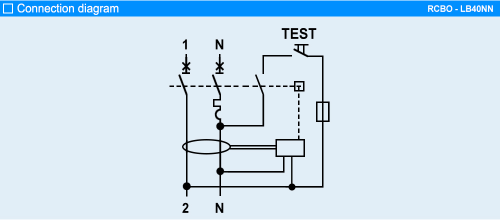 Sơ đồ đấu dây RCBO LS LB40NN 1P+N C25