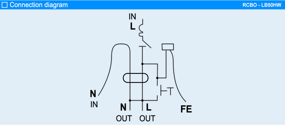 Sơ đồ đấu dây RCBO LS LB50HW 1P+N C10