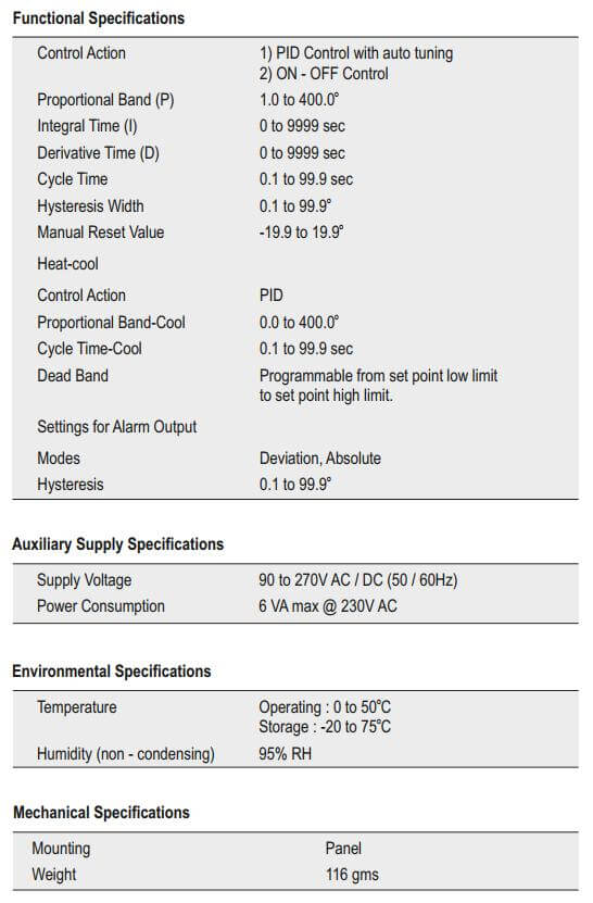 Thông số kỹ thuật Selec TC544B: Bộ điều khiển nhiệt độ