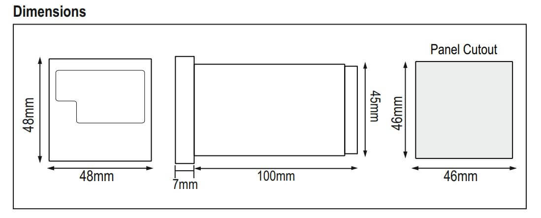 Kích thước Selec PID500/110/330-0-0-01: Bộ điều khiển nhiệt