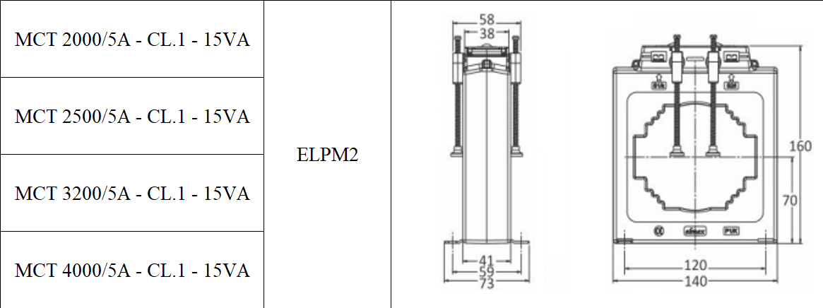 Cấu tạo và Kích thước Biến dòng Elmex ELPM2 3200/5A