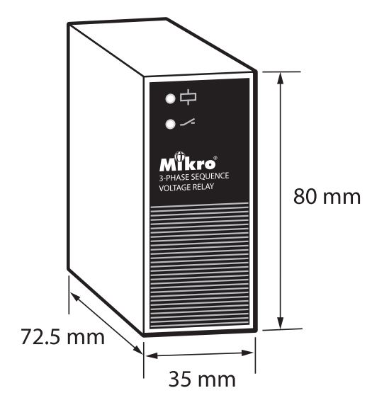 Kích thước Rơ-le bảo vệ Mất pha và Ngược pha Mikro MX100