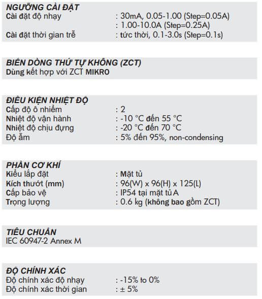 Thông số kỹ thuật Mikro X10 ELR-240AD