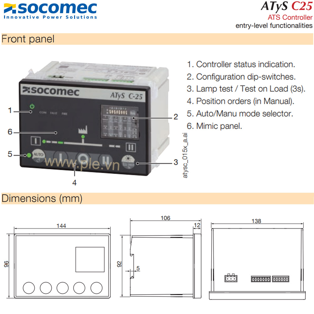 Cấu tạo Bộ điều khiển ATS Controller C25-16000025