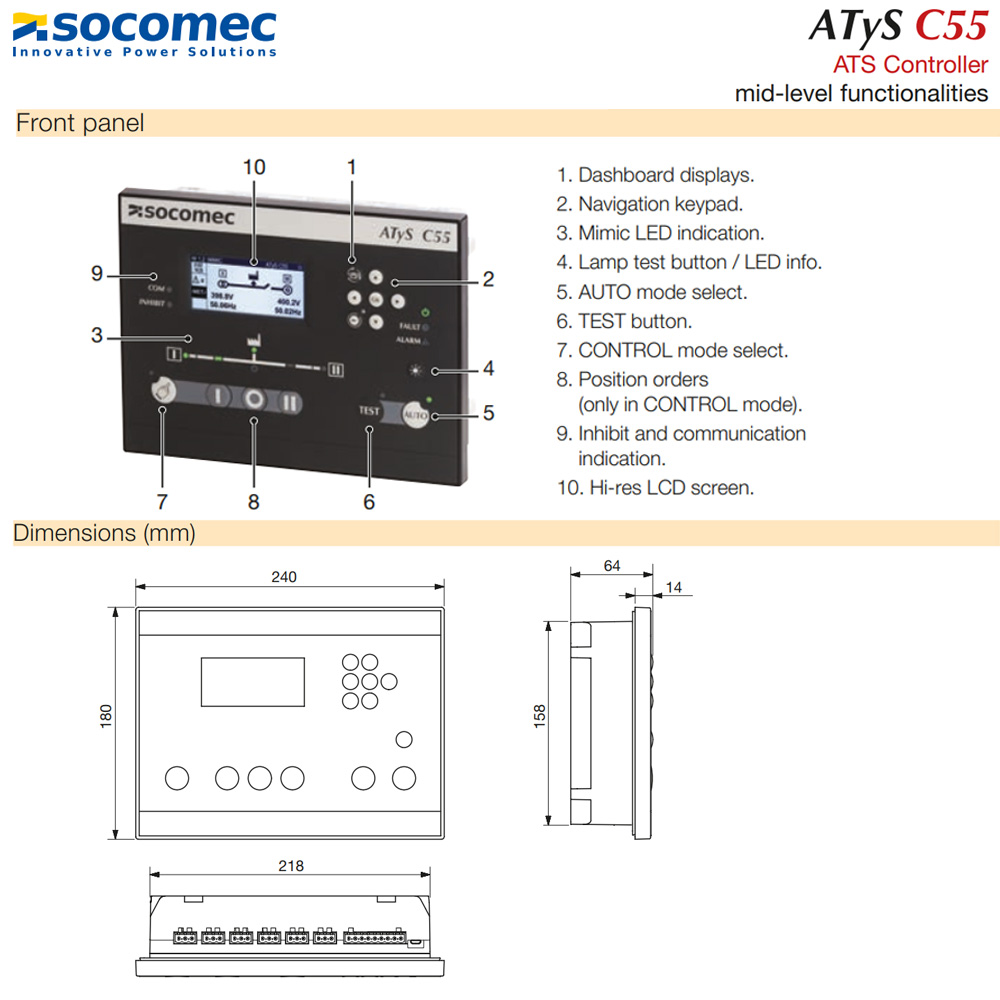 Cấu tạo Bộ điều khiển ATS Controller C55-16000055