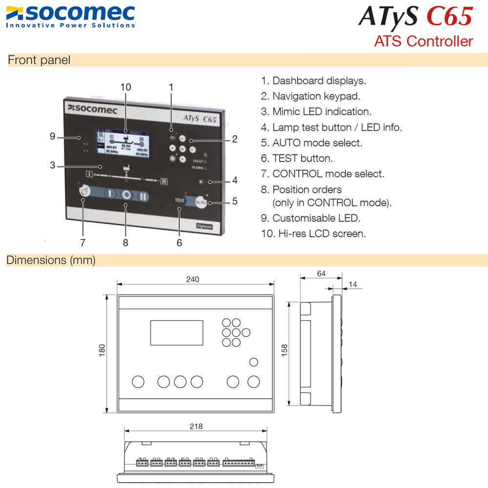 Cấu tạo Bộ điều khiểnATS Controller C65-16000065