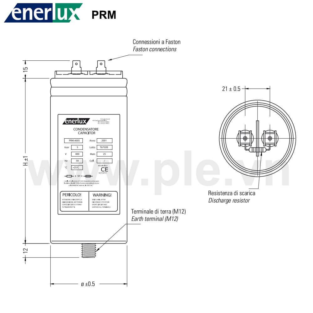 Cấu tạo và Kích thước Enerlux PRM.2505 1P 5kVAR 250V

<h2 calss=