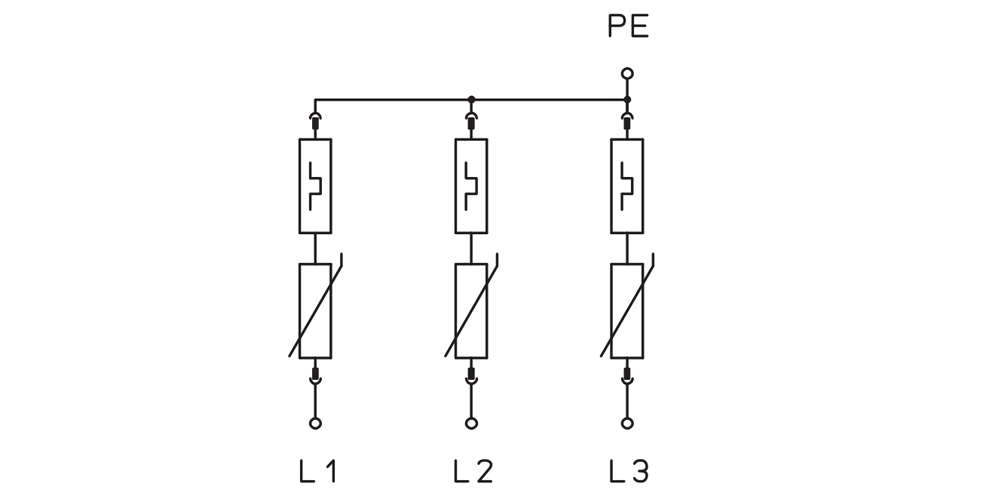 Cách đấu nối OBO V25-B+C 3-385 : Thiết bị chống sét nguồn AC 3 pha 385 VAC