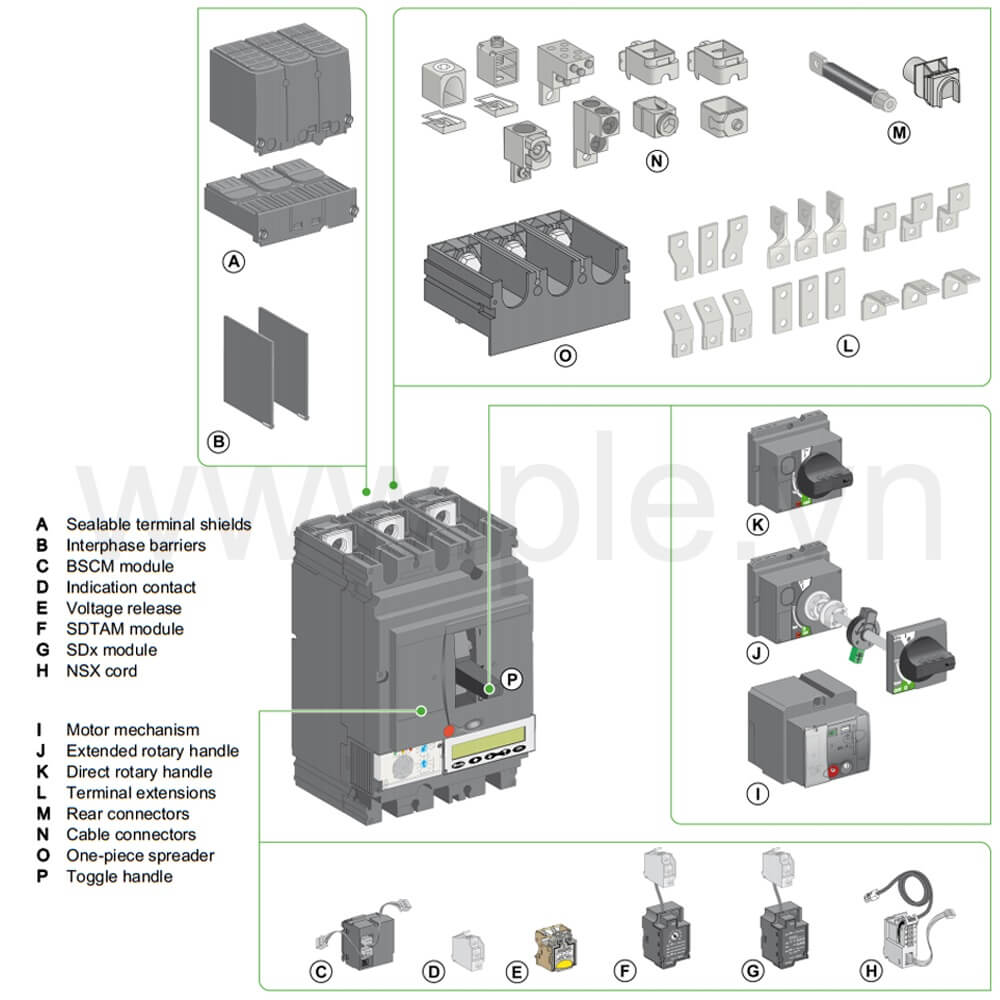 Cấu tạo MCCB LV429562 4P 63A