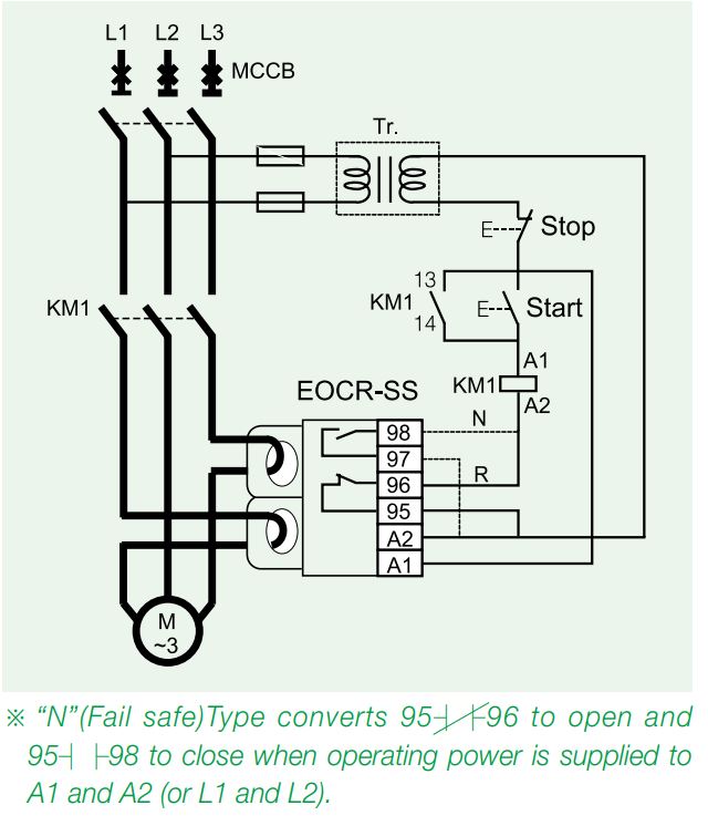 Cách đấu nối / sơ đồ đấu dây Schneider EOCRSS-60W: rơ le quá dòng, mất pha 5-60A 380~440V