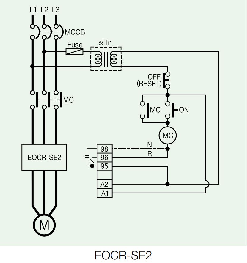 Cách đấu nối / sơ đồ đấu dây Schneider EOCRSE2-30RS: Rơ le bảo vệ quá dòng, mất pha 3-30A 24~240V AC/DC