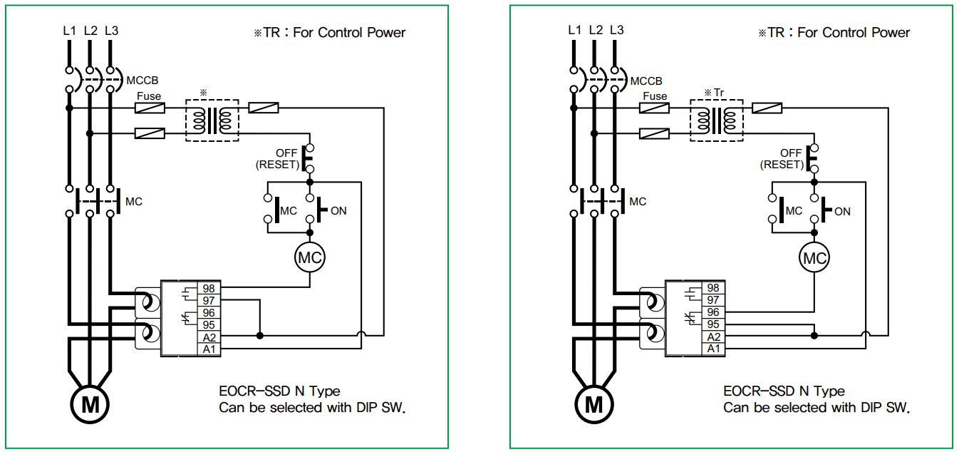 Cách đấu nối / sơ đồ đấu dây Schneider EOCRSSD-05DM7: Rơ le bảo vệ quá dòng, mất pha 0.5-6A 220VAC