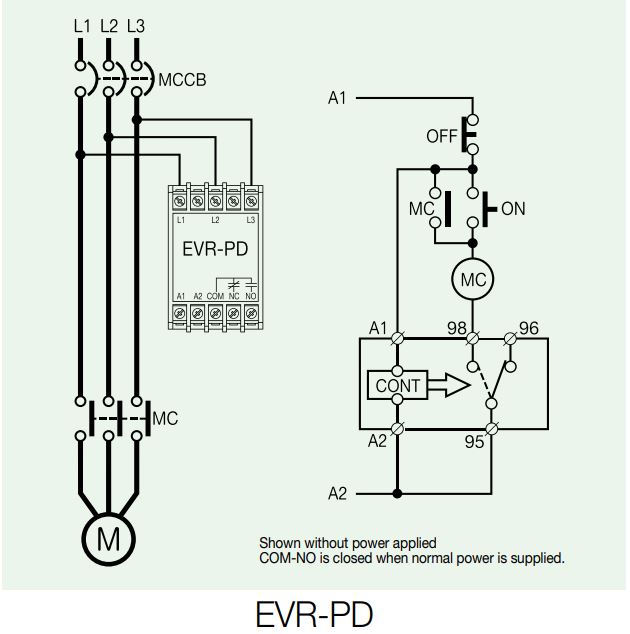 Cách đấu nối / sơ đồ đấu dây Schneider EVRPD-440NZ5M: Rơ le bảo vệ quá áp, thấp áp, mất pha, đảo pha 440VAC 3 pha 50Hz
