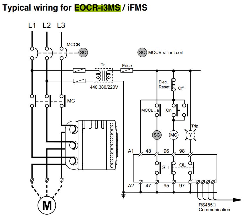 Cách đấu nối / sơ đồ đấu dây Schneider EOCR-I3MS: Rơ le bảo vệ hiển thị số đa năng  
