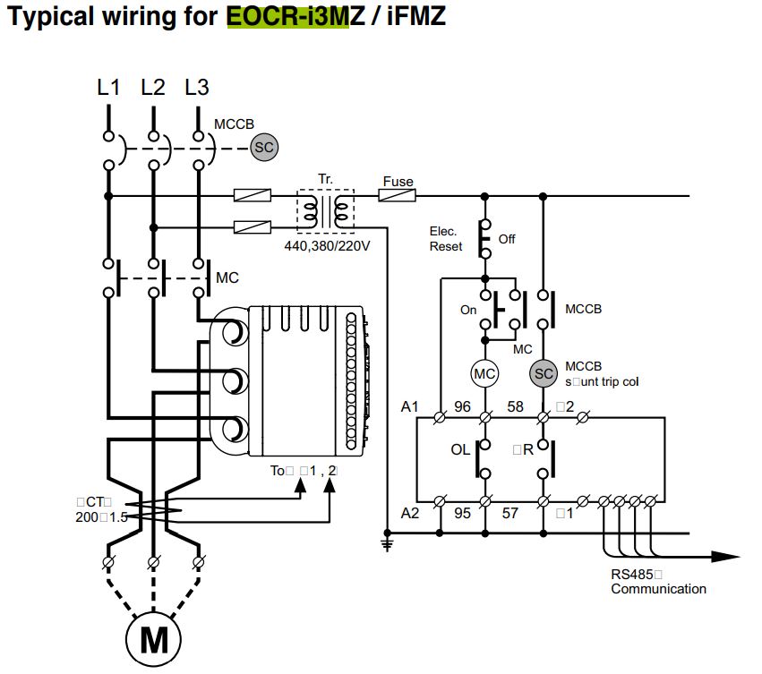 Cách đấu nối / sơ đồ đấu dây Rơ le bảo vệ hiển thị số đa năng Schneider EOCR-I3DM  