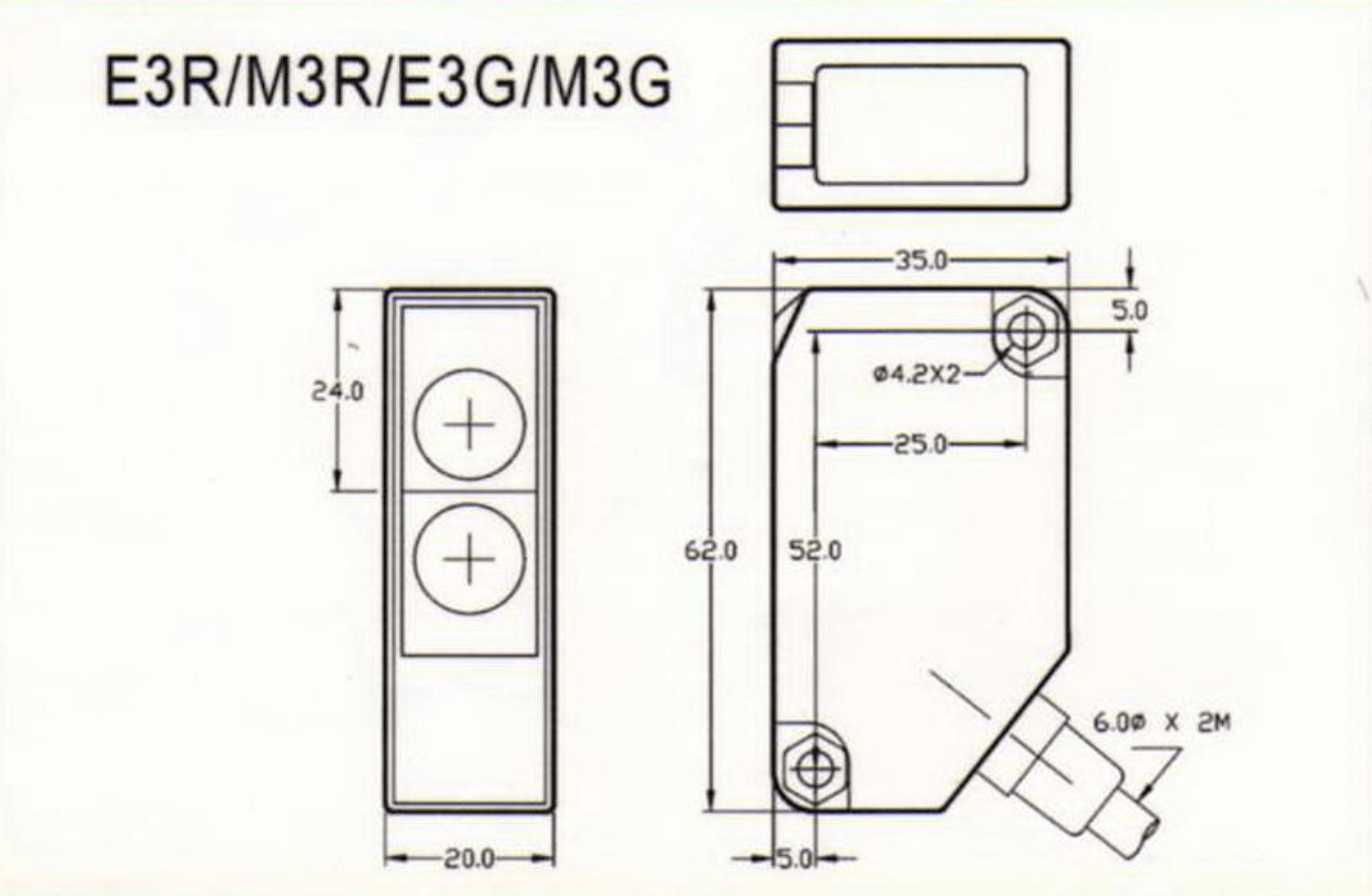 Kích thước Cảm biến quang Fotek Sử dụng gương E3G-8MX