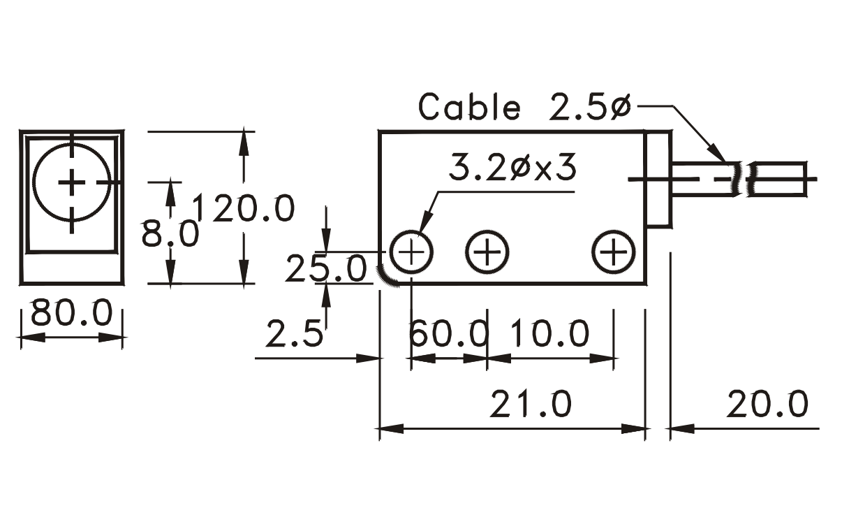 Kích thước Bộ Khuếch đại Fotek (amplifier separated type photo sensor ) SH-10