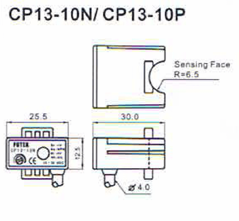 Kích thước Cảm biến điện dung Fotek ( Capacitivie sensor ) CP13-10 (N & P)