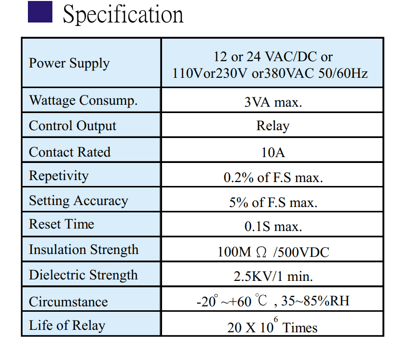 Thông số kỹ thuật Bộ định thời gian Fotek - Timer H3-3s/6S/10S/30S/60S