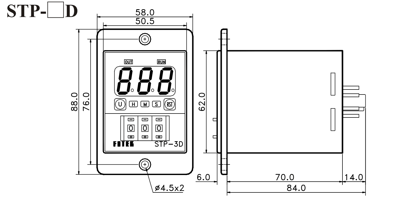 Kích thước Bộ định thời gian Fotek - Timer STP-2D