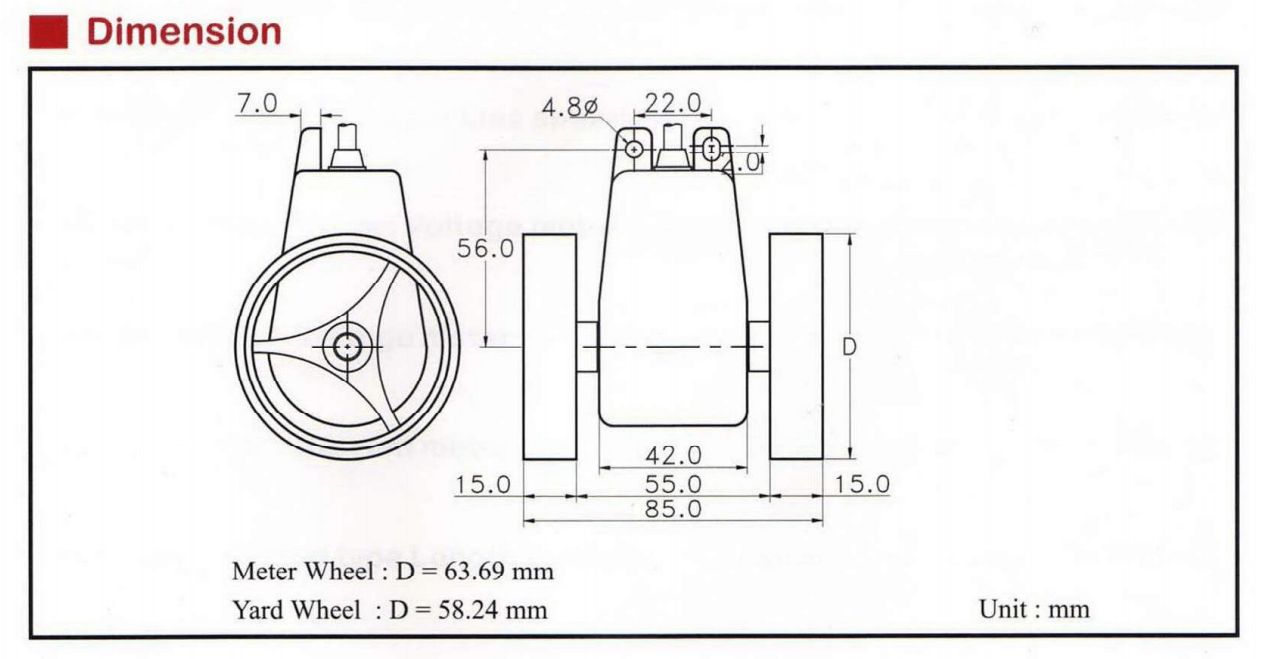 Kích thước Bánh xe đo chiều dài Fotek- Wheel type lenghth encoder WE-M1