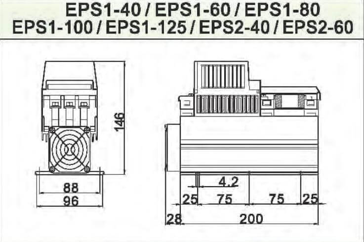 Kích thước Bộ điều khiển nguồn Fotek EPS1-40