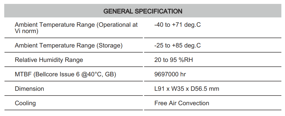 Thông số kỹ thuật Connectwell PSR10: Bộ nguồn xung AC/DC 1P (Module)