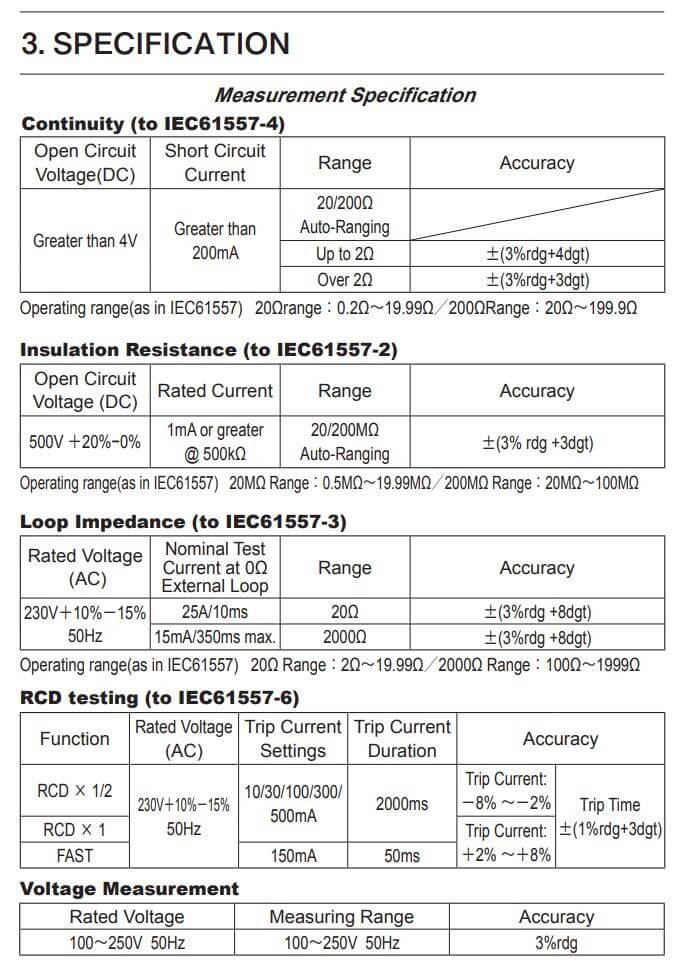 Thông số kỹ thuật Kyoritsu 6010A: Thiết bị đo nhiều chức năng (Thông mạch,mạch vòng, test điện trở đất….)