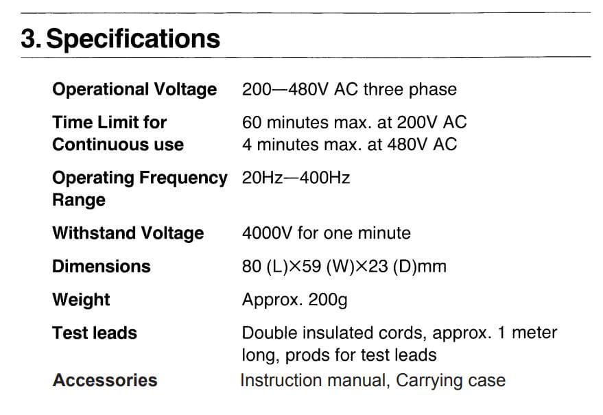 Thông số kỹ thuật Kyoritsu 8030: Thiết bị đo Chỉ thị Pha