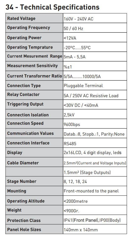Thông số kỹ thuật Tense ERD-96M: Relay thời gian Digital