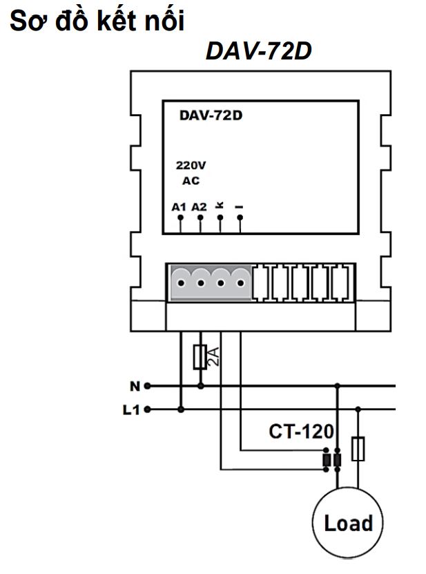 Cách nối dây, cách chỉnh, cài đặt, setup Tense DJ-A36: Đồng hồ đo dòng điện 1 pha