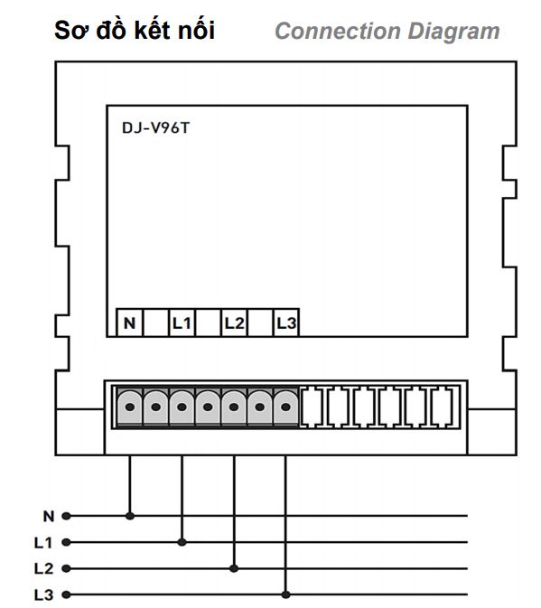 Cách nối dây, cách chỉnh, cài đặt, setup Tense DJ-V96T đồng hồ đo điện áp (đồng hồ vôn) 3 pha