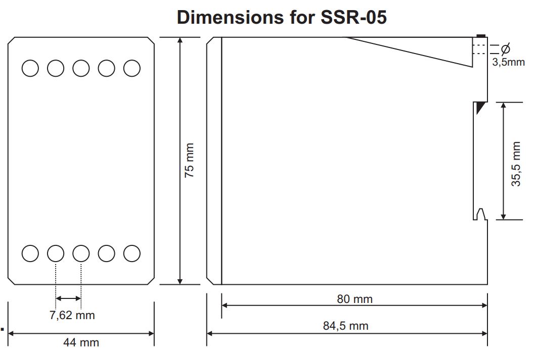 Cấu tạo và Kích thước Rơ le mức nước Tense SSR-05