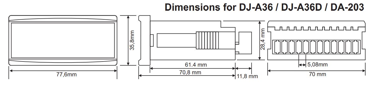 Kích thước Tense DJ-A36: Đồng hồ đo dòng điện 1 pha