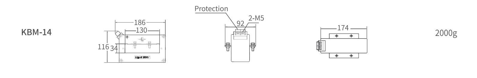 Cấu tạo và Kích thước Lightstar biến dòng PCT KBM-14R 1000/5A~4000/5A