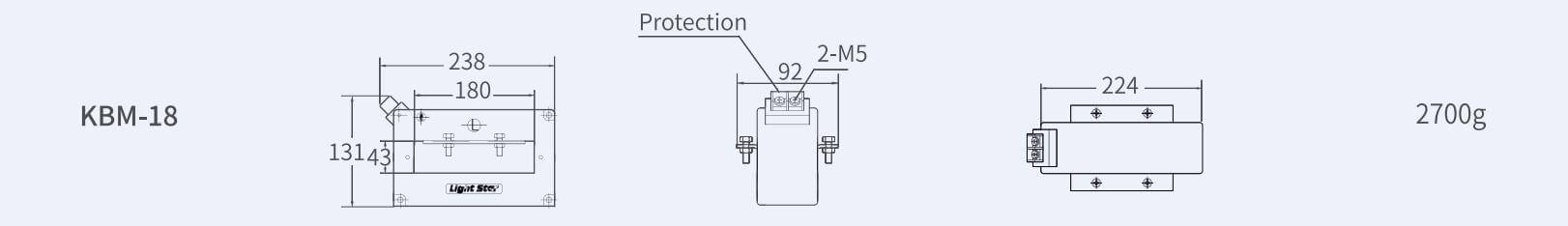 Cấu tạo và Kích thước Lightstar biến dòng MCT KBM-18 500/5A ~ 6000/5A