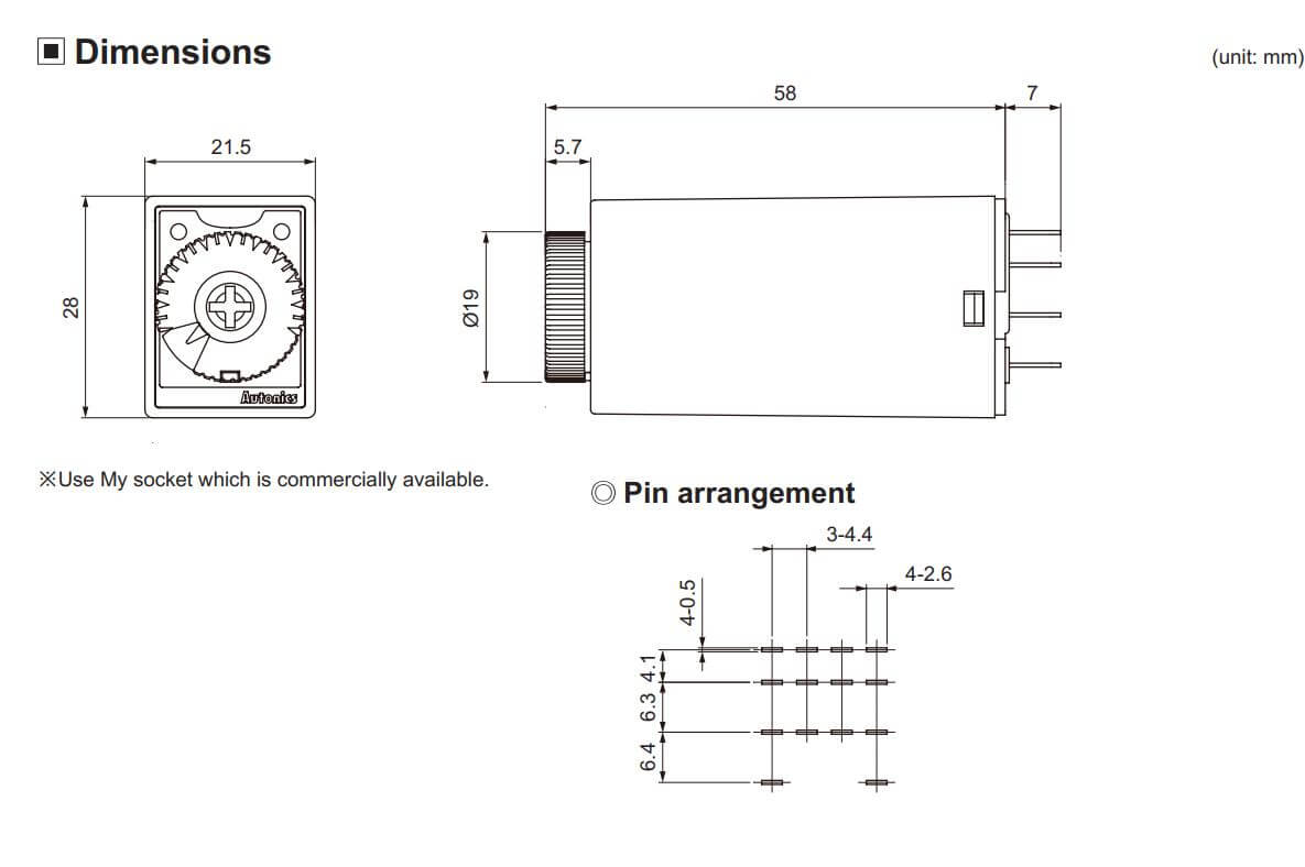 Cấu tạo và Kích thước Autonics ATM4-65M: Bộ định thời gian (timer)
