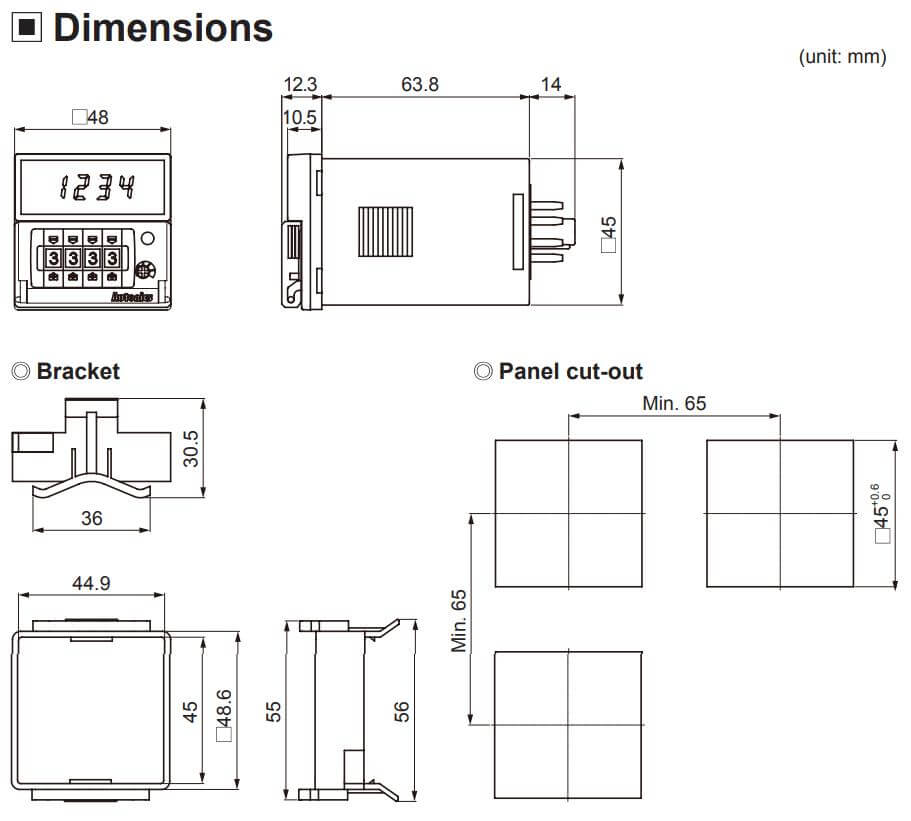 Cấu tạo và Kích thước Autonics FS5-I4: Bộ định thời gian (Timer)