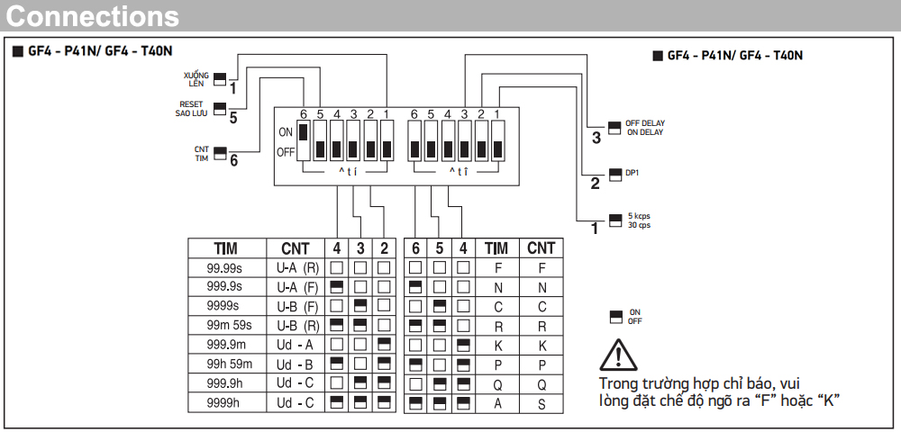 Cách đấu nối Bộ đếm / Bộ định thời - Hanyoung GF4-T41S
