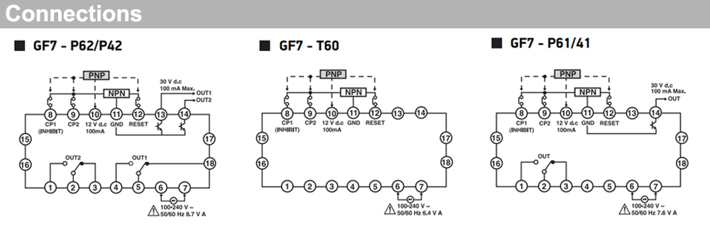 Cách đấu nối Bộ đếm / Bộ định thời - Hanyoung GF7-P62E