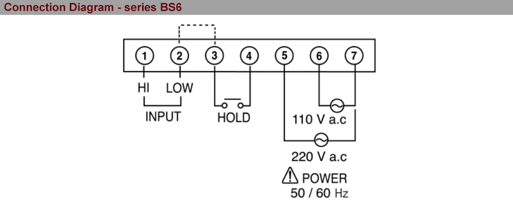 Kết nối dây Bộ hiển thị điện áp AC Hanyoung BS6-NA101
