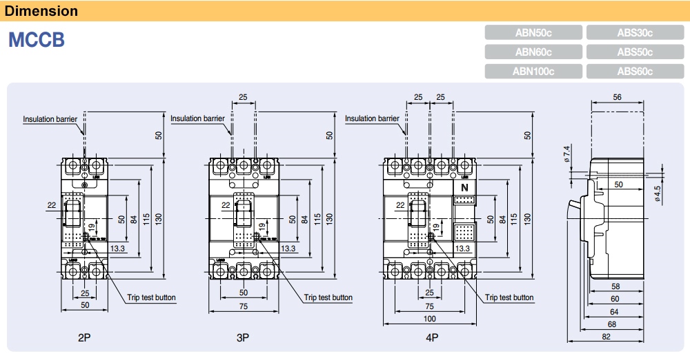 Kích thước Cầu Dao Tự Động - MCCB LS ABS32c