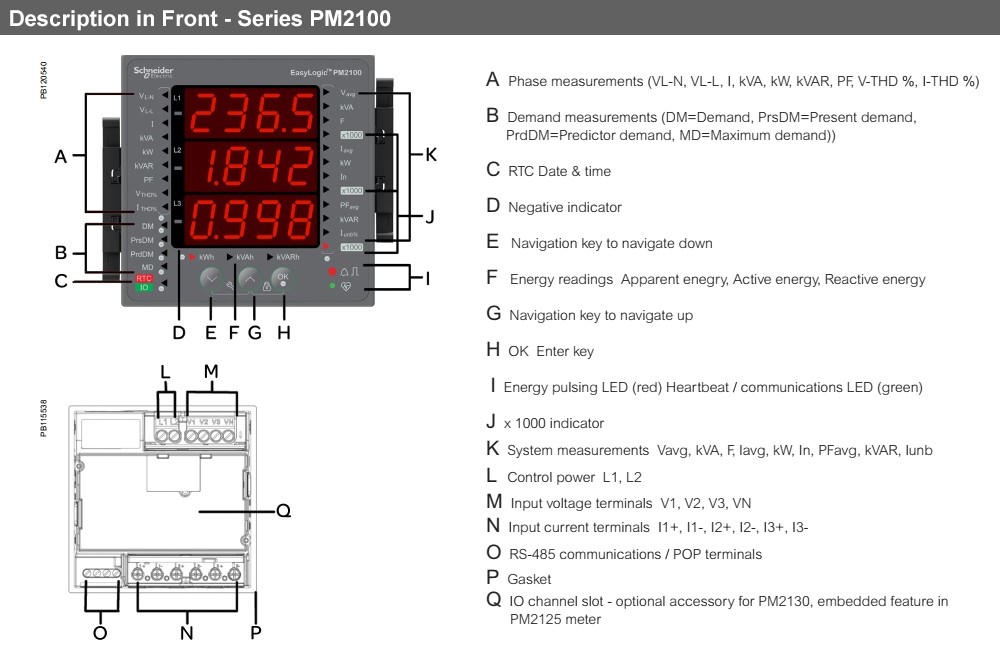 Mô tả Đồng hồ đa năng - Schneider METSEPM2130